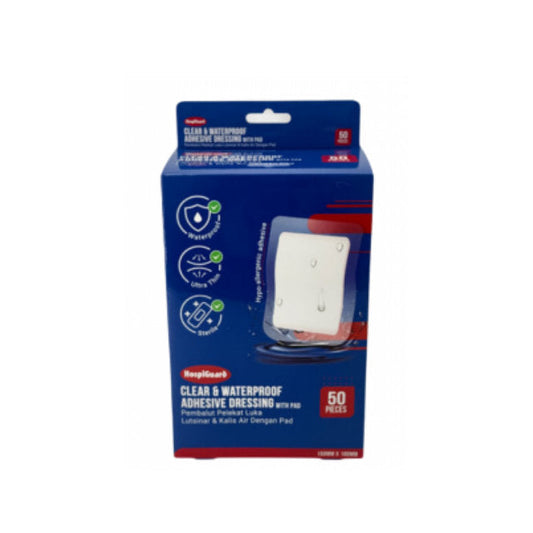 HOSPIGUARD CLEAR WATERPROOF ADHENSIVE DRESSING 150X100MM (BPAD150100) 50S