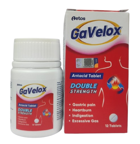 GAVELOX ANTACID DOUBLE STRENGTH TAB 12S