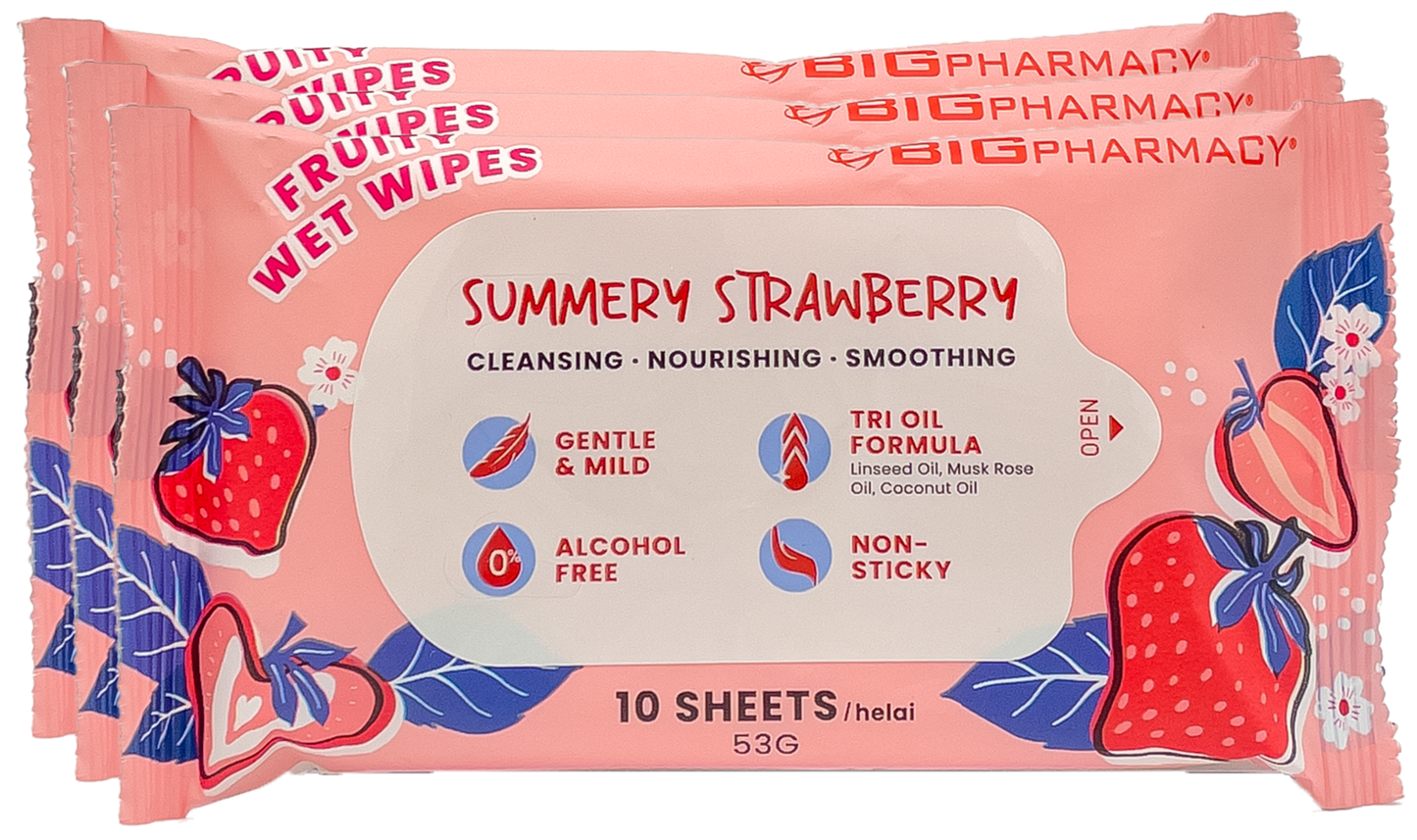 BIG FRUITY WET WIPES SUMMERY STRAWBERRY 10SX3