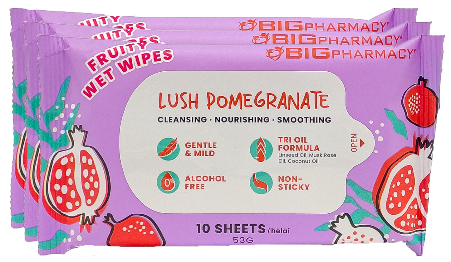 BIG FRUITY WET WIPES LUSH POMEGRANATE 10SX3