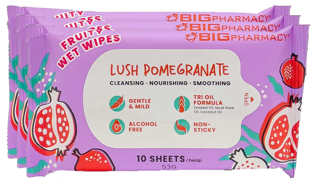 BIG FRUITY WET WIPES LUSH POMEGRANATE 10SX3
