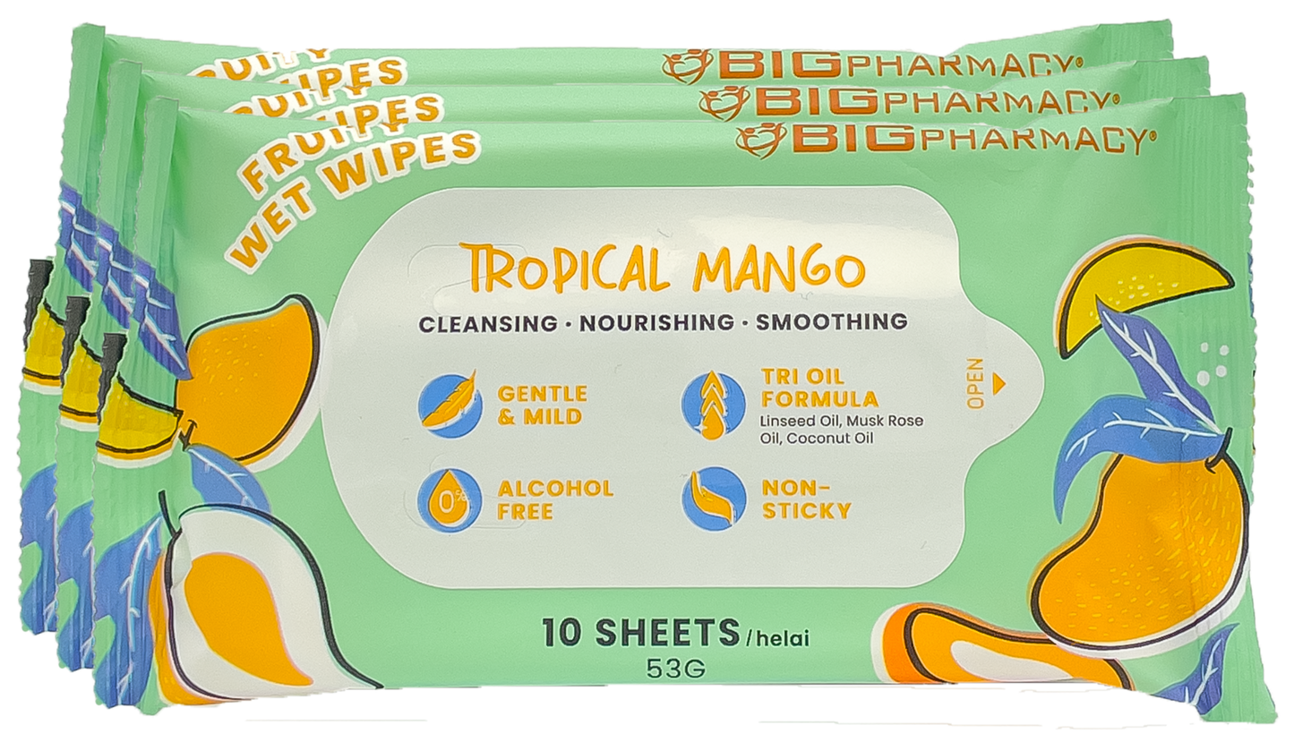 BIG FRUITY WET WIPES TROPICAL MANGO 10SX3