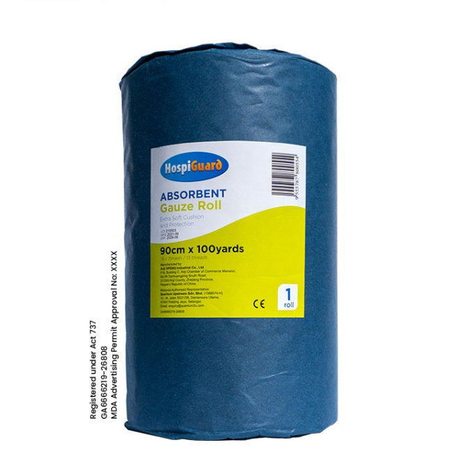 HOSPIGUARD ABSORBENT GAUZE ROLL 90CM X 100YRD