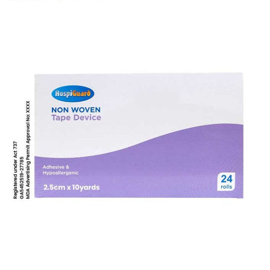 HOSPIGUARD SURGICAL TAPE WITH DISPENSER 2.5CM X 10YD 12S