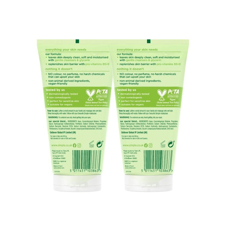 SIMPLE REFRESHING FACIAL WASH GEL 150ML 2S