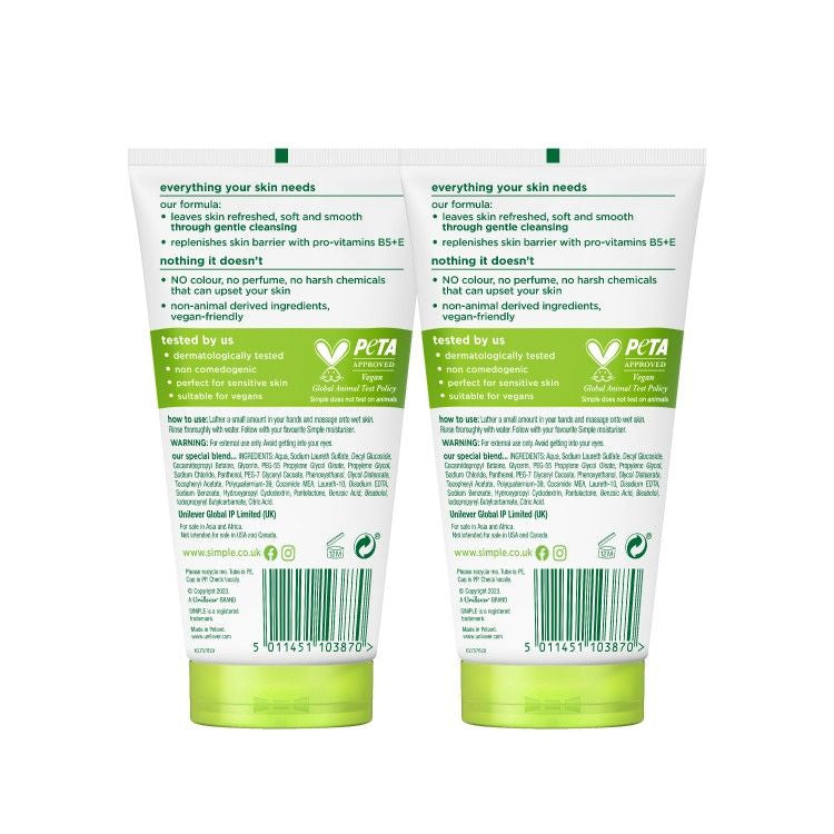 SIMPLE MOISTURISING FACIAL WASH 150ML 2S