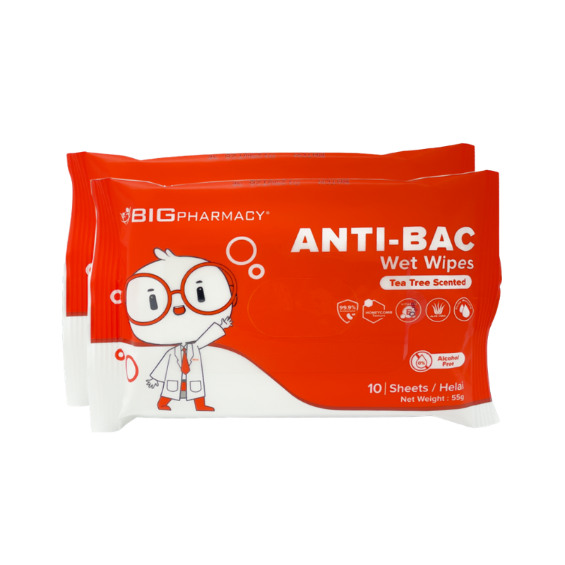 BIG ANTIBACTERIAL WET WIPES TEA TREE10SX3