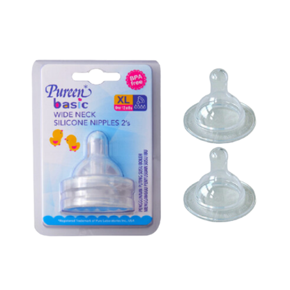 PUREEN WIDE NECK SILICONE NIPPLES (XL) 2S (BWNF)