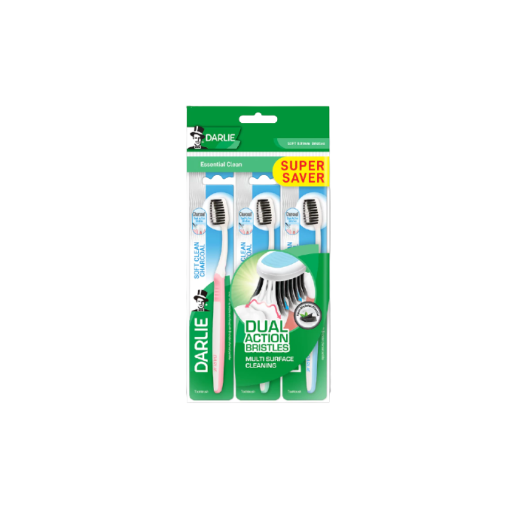 DARLIE TOOTHBRUSH SOFT CLEAN CHARCOAL VALUE PACK 3S