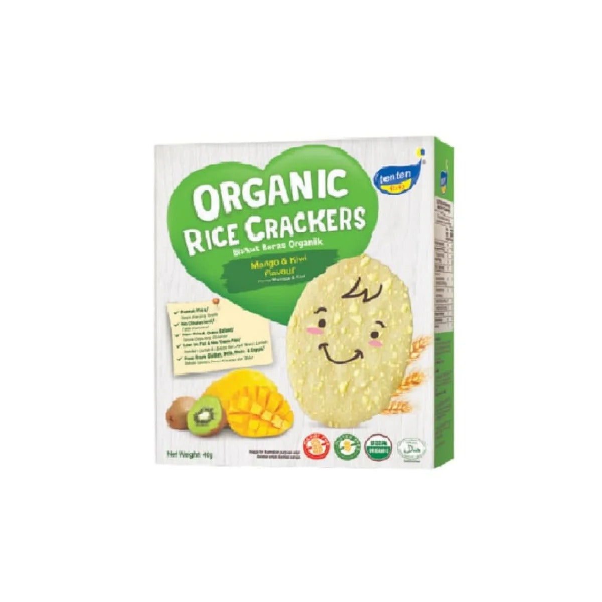 TENTEN ORGANIC RICE CRACKERS (MANGO & KIWI)
