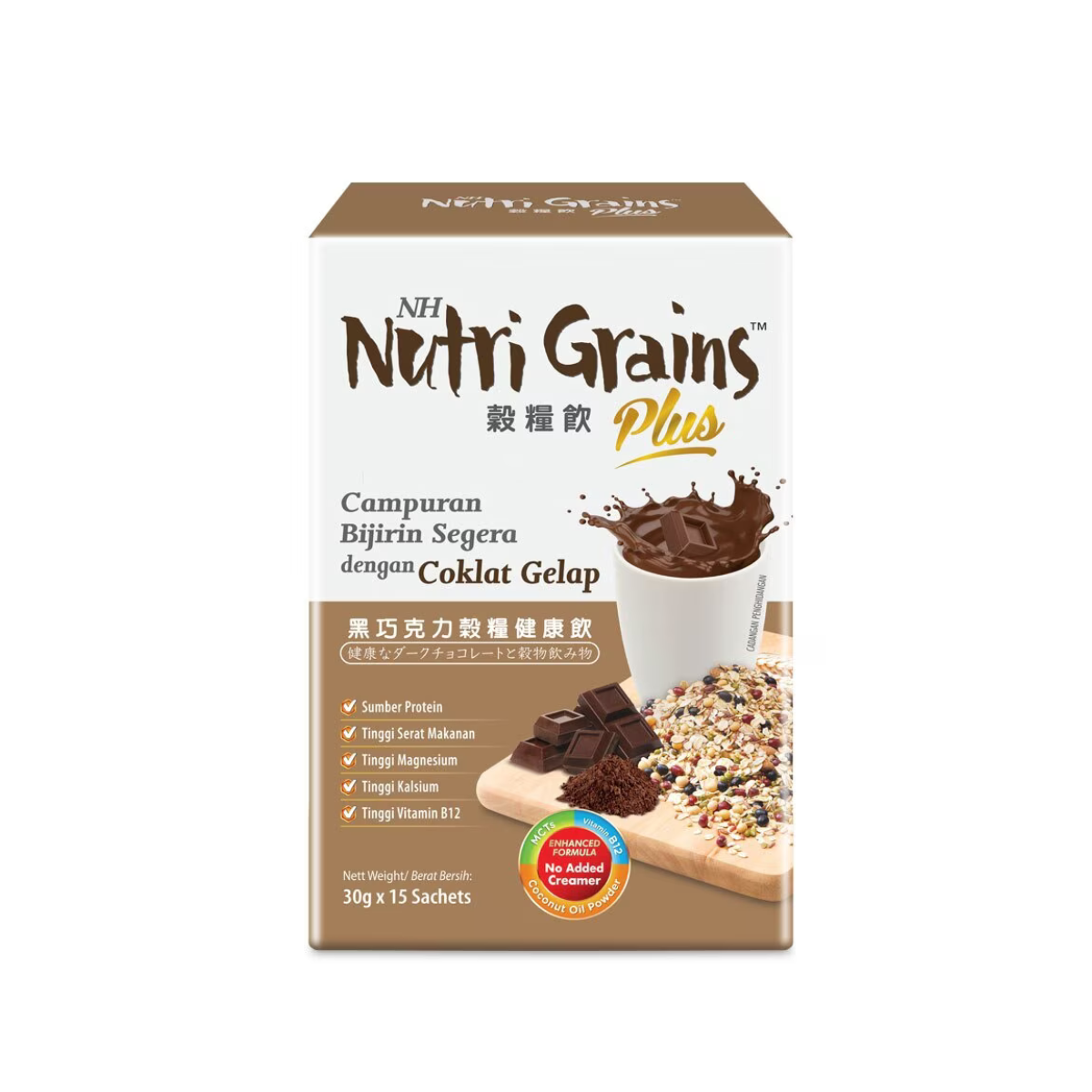 NH NUTRI GRAINS PLUS WITH DARK CHOCOLATE 30G X 15S