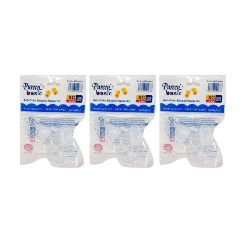 PUREEN ANTICOLIC SILICON NIPPLES 3S LONG NECK (BST02-X)