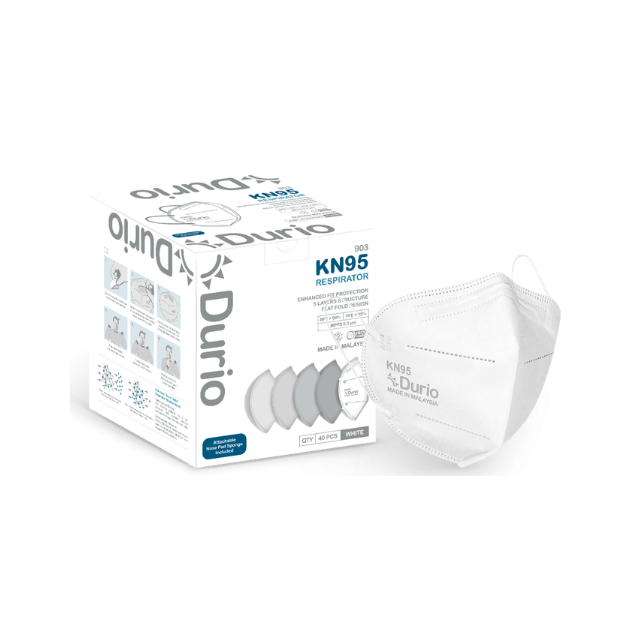 DURIO (903) KN95 PARTICULATE RESPIRATOR WITH EARLOOP (WHITE) 40S