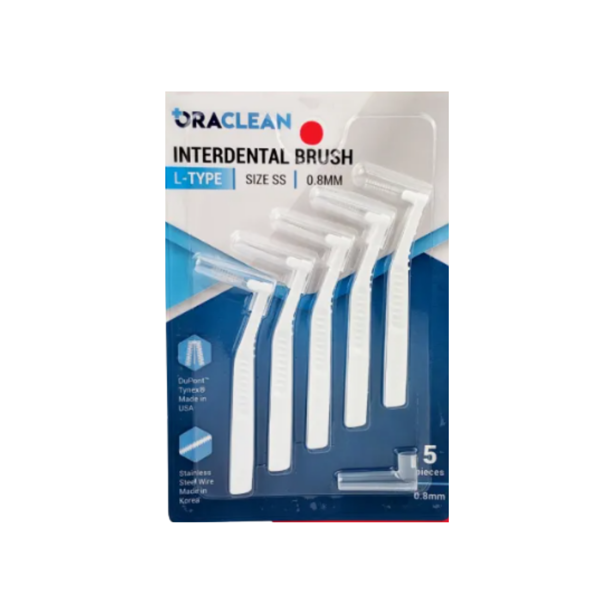 ORACLEAN INTERDENTAL BRUSH L-SHAPED 0.8MM 5S