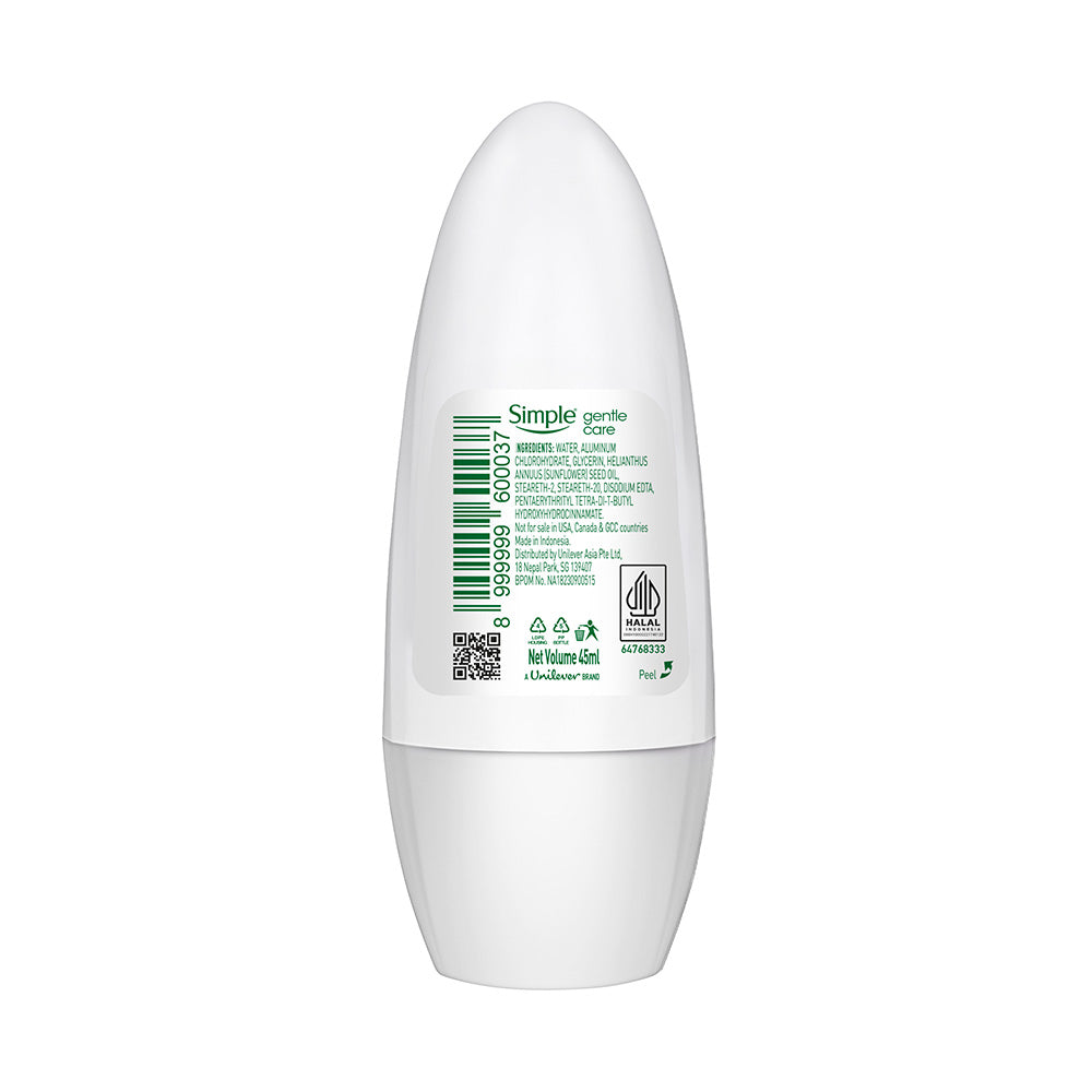 SIMPLE GENTLE CARE ANTI-PERSPIRANT ROLL ON 45ML