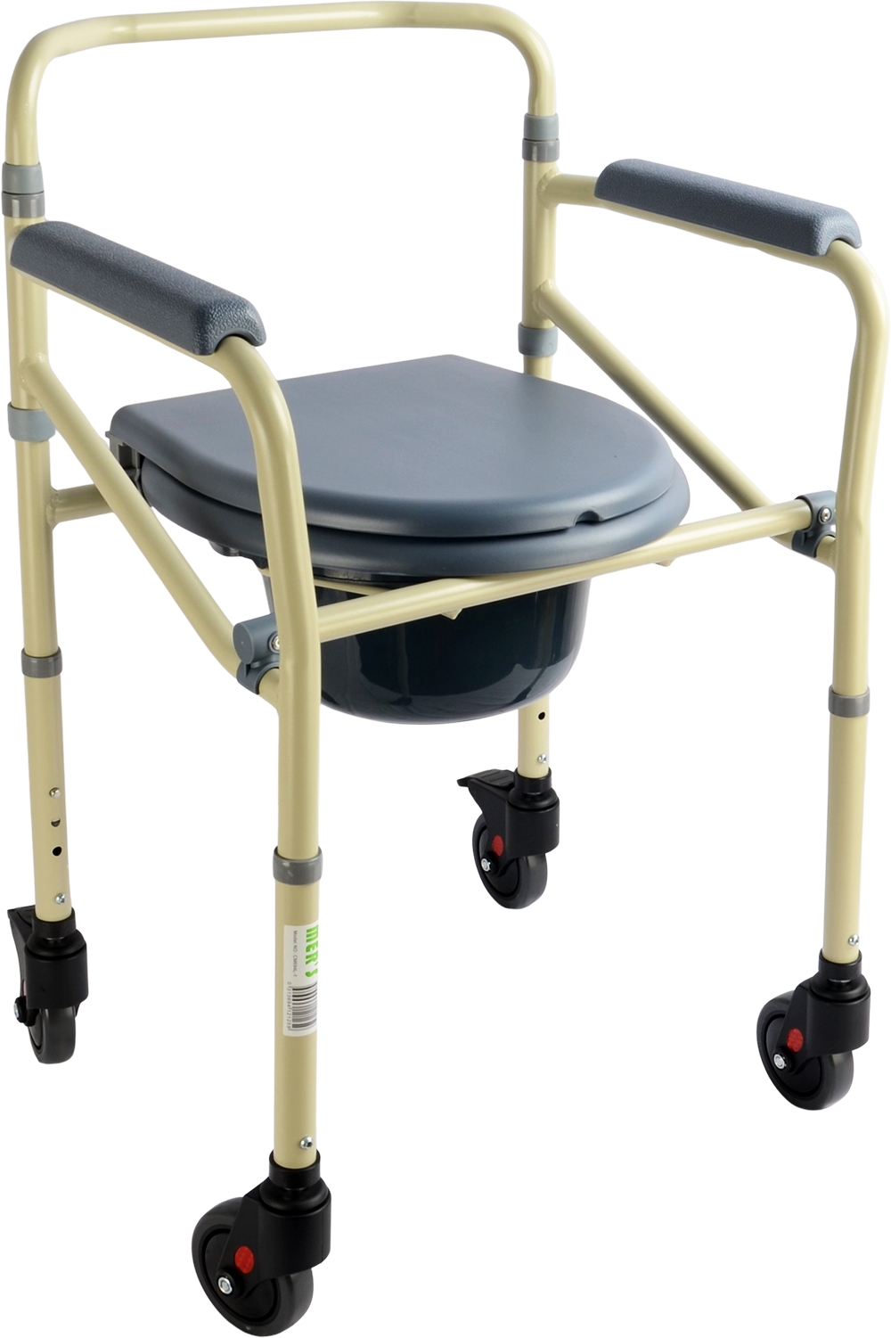 MERS ALUMINIUM WHEELED COMMODE WITH BUCKET CM694L-1