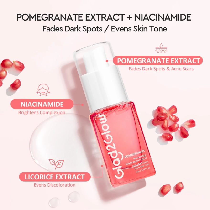 GLAD2GLOW POMEGRANATE 10% NIACINAMIDE POWER BRIGHT SERUM 17ML