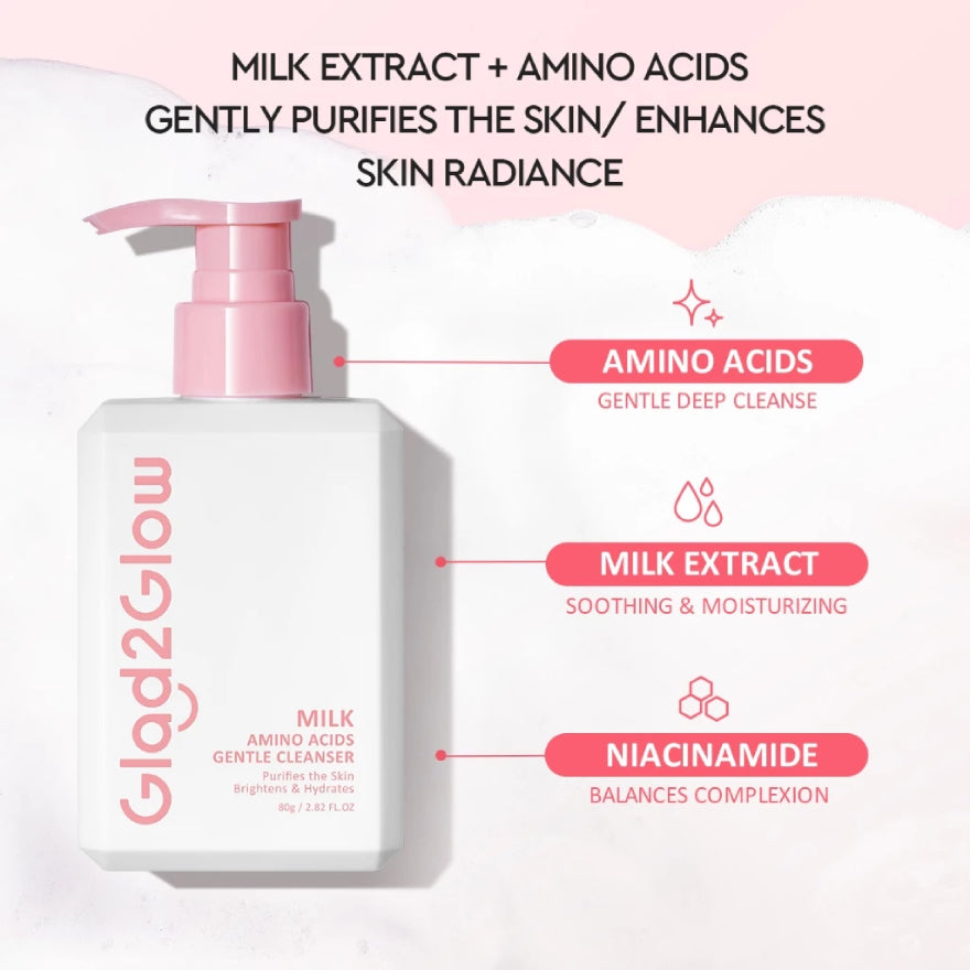 GLAD2GLOW MILK AMINO ACIDS BRIGHTENING CLEANSER 80G