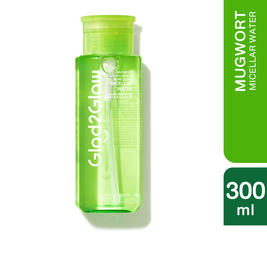 GLAD2GLOW MUGWORT SALICYLIC ACID ACNE CLEAR MICELLAR WATER 300ML