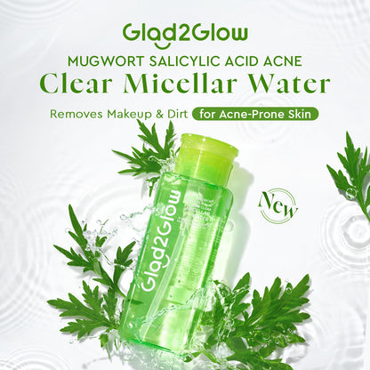 GLAD2GLOW MUGWORT SALICYLIC ACID ACNE CLEAR MICELLAR WATER 300ML