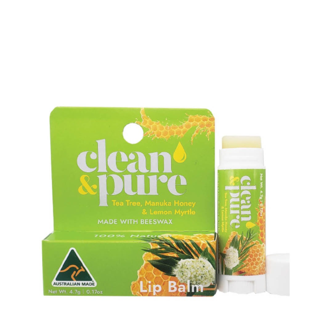CLEAN & PURE LIP BALM TEA TREE MANUKA HONEY & LEMON MYRTLE 4.7G