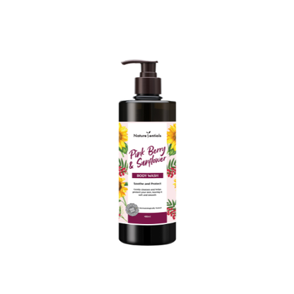 NATURESENTIALS BODY WASH PINK BERRY & SUNFLOWER 480ML