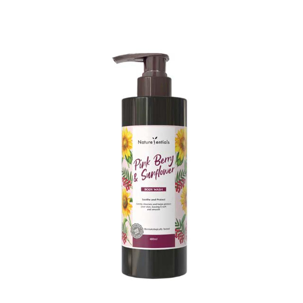 NATURESENTIALS BODY WASH PINK BERRY & SUNFLOWER 480ML