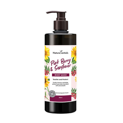 NATURESENTIALS BODY WASH PINK BERRY & SUNFLOWER 480ML