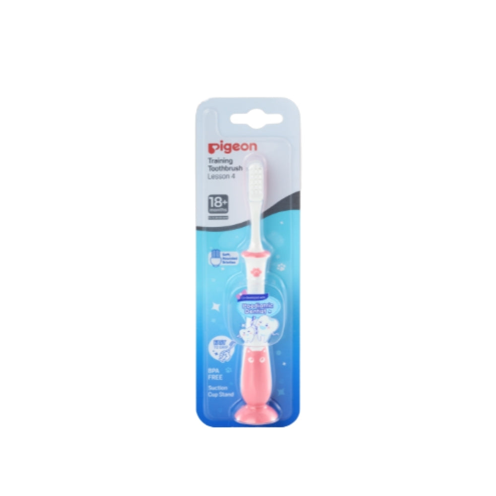 PIGEON BABY TRAINING TOOTHBRUSH LESSON 4 PINK