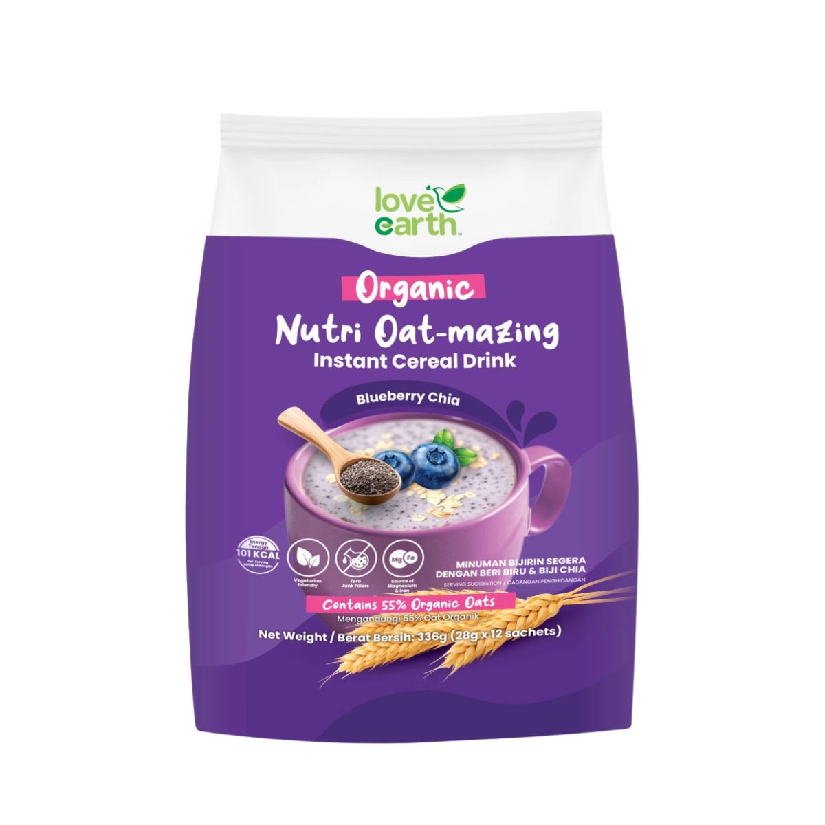 LOVE EARTH NUTRI-OAT MAZING BLUEBERRY CHIA 12S