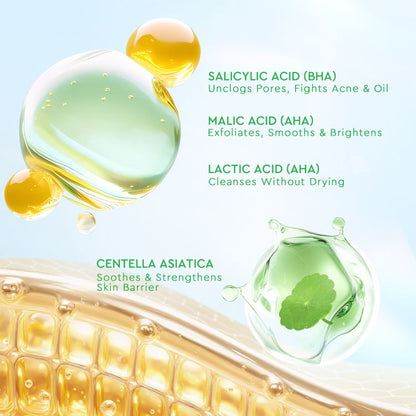 GLAD2GLOW CENTELLA SALICYLIC ACID EXFOLIATING ACNE PADS 30 PCS