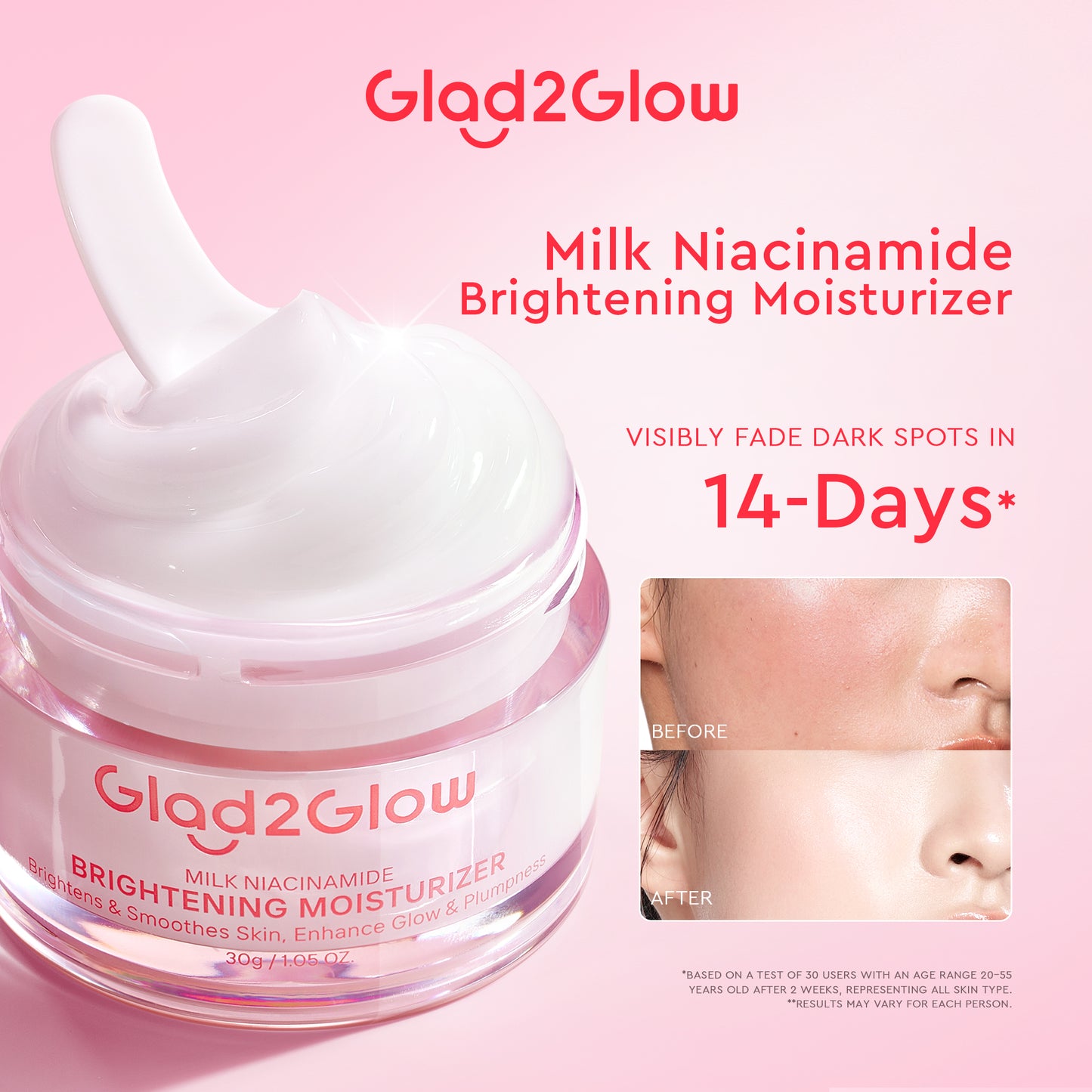 GLAD2GLOW MILK NIACINAMIDE BRIGHTENING MOISTURIZER 30G