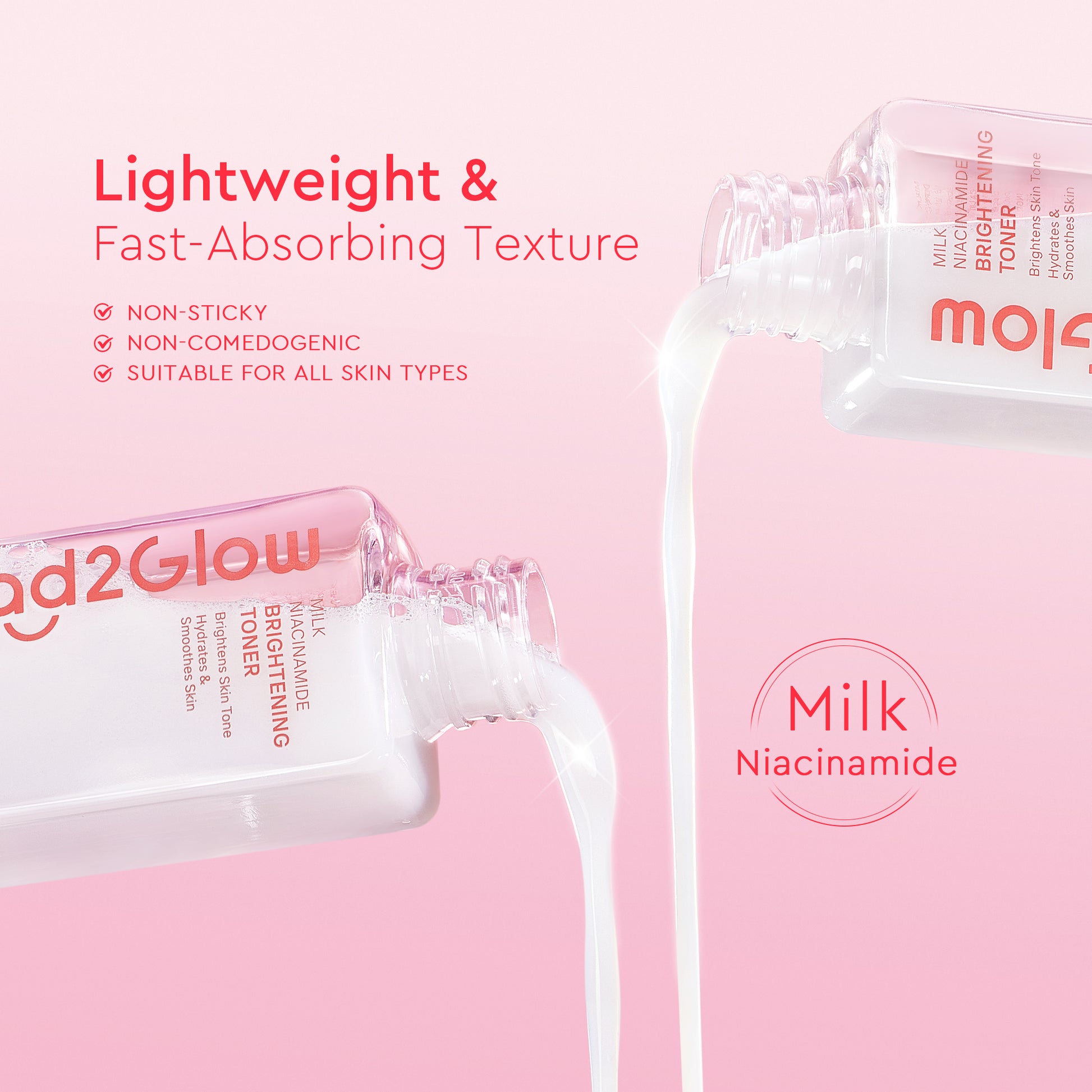 GLAD2GLOW MILK NIACINAMIDE BRIGHTENING TONER 80ML