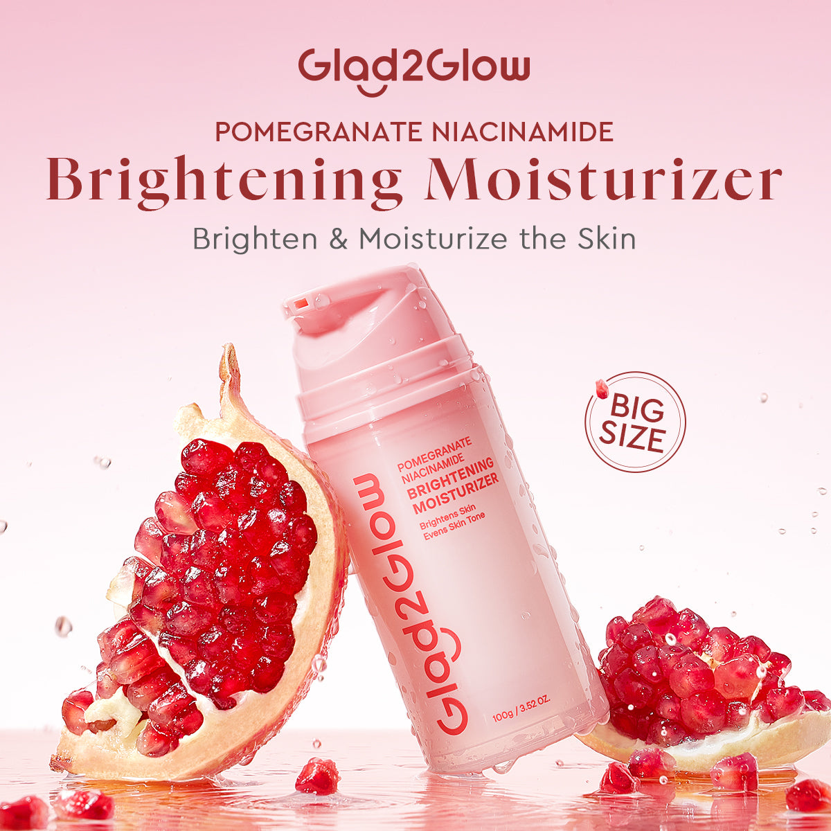 GLAD2GLOW POMEGRANATE NIACINAMIDE BRIGHTENING MOISTURIZER 100G