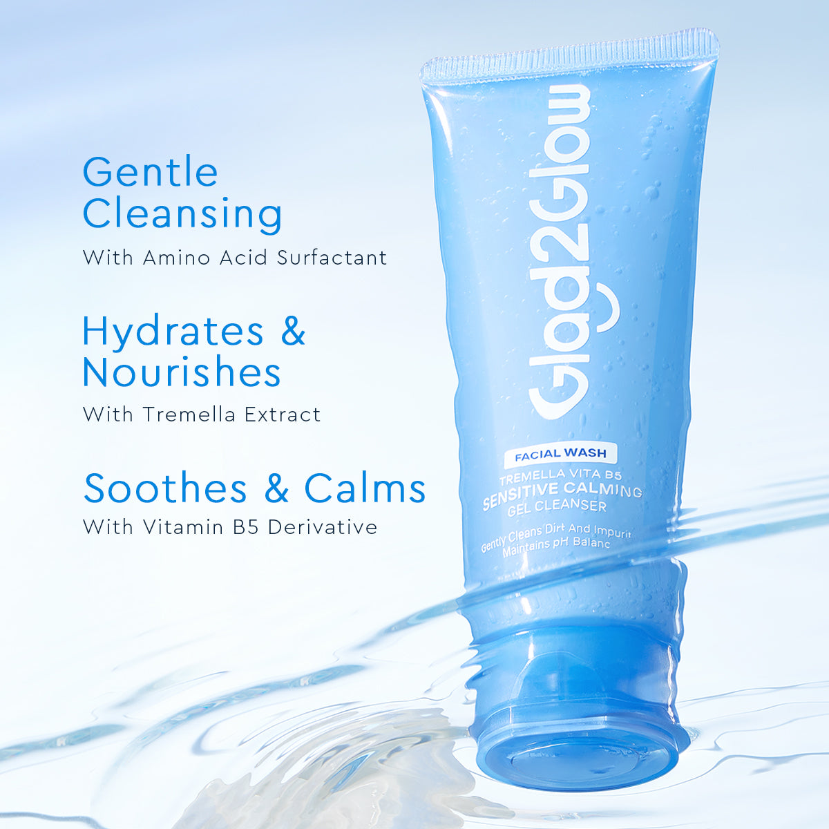 GLAD2GLOW TREMELLA VITA B5 SENSITIVE CALMING GEL CLEANSER 70ML