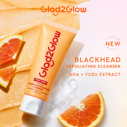 GLAD2GLOW YUZU AHA BLACKHEAD EXFOLIATING CLEANSER 70G