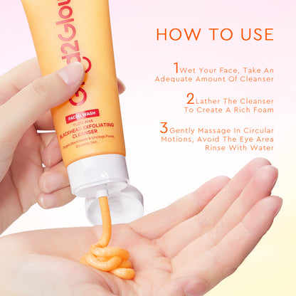GLAD2GLOW YUZU AHA BLACKHEAD EXFOLIATING CLEANSER 70G