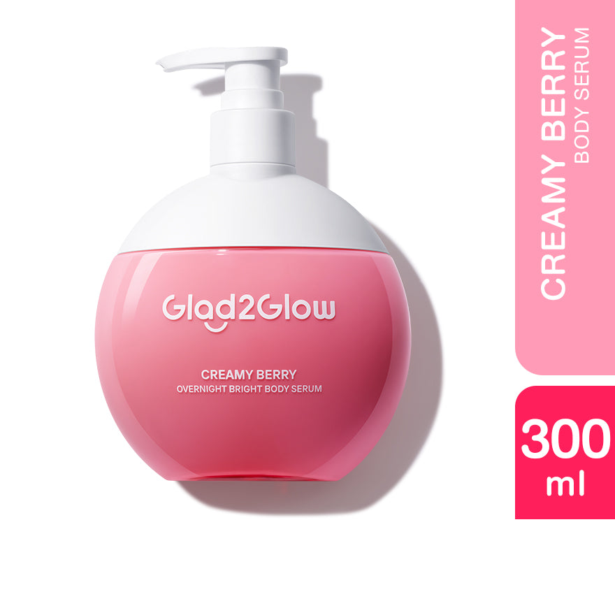 GLAD2GLOW CREAMY BERRY OVERNIGHT BRIGHT BODY SERUM 300ML