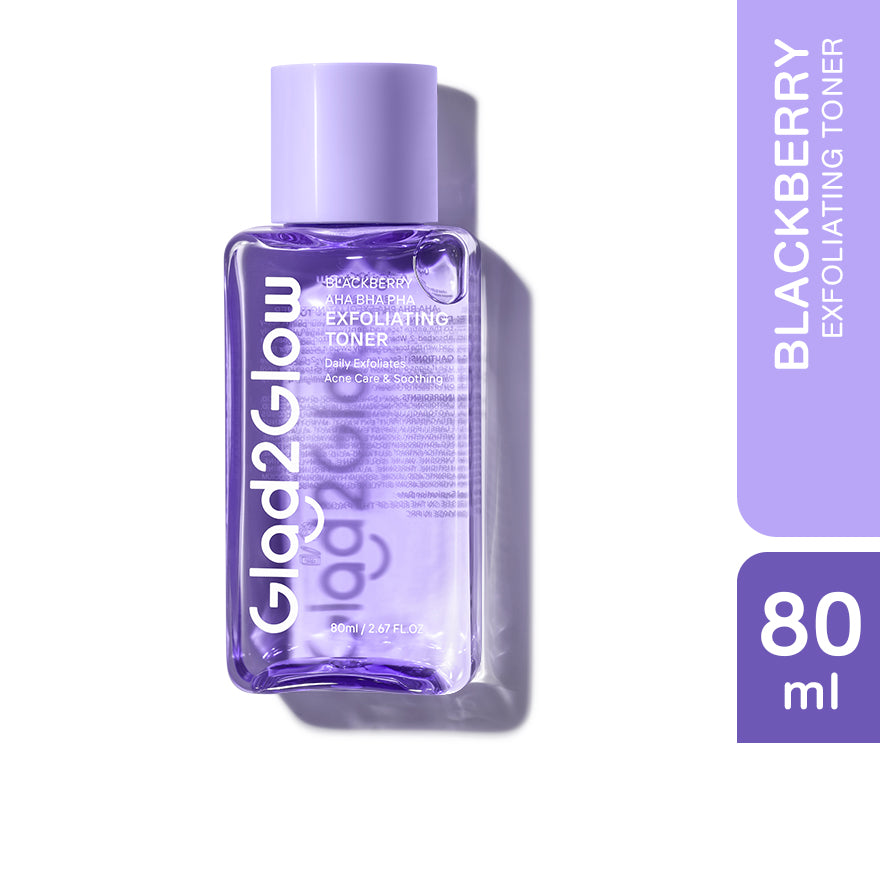 GLAD2GLOW BLACKBERRY AHA BHA PHA EXFOLIATING TONER 80ML