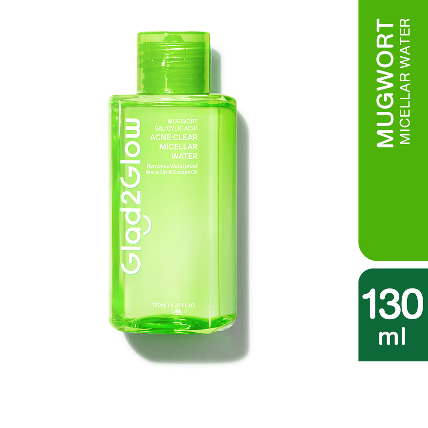 GLAD2GLOW MUGWORT SALICYLIC ACID ACNE CLEAR MICELLAR WATER 130ML