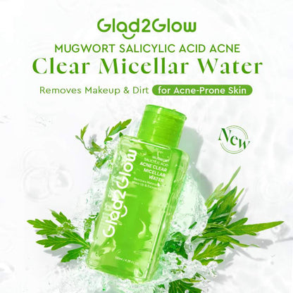 GLAD2GLOW MUGWORT SALICYLIC ACID ACNE CLEAR MICELLAR WATER 130ML