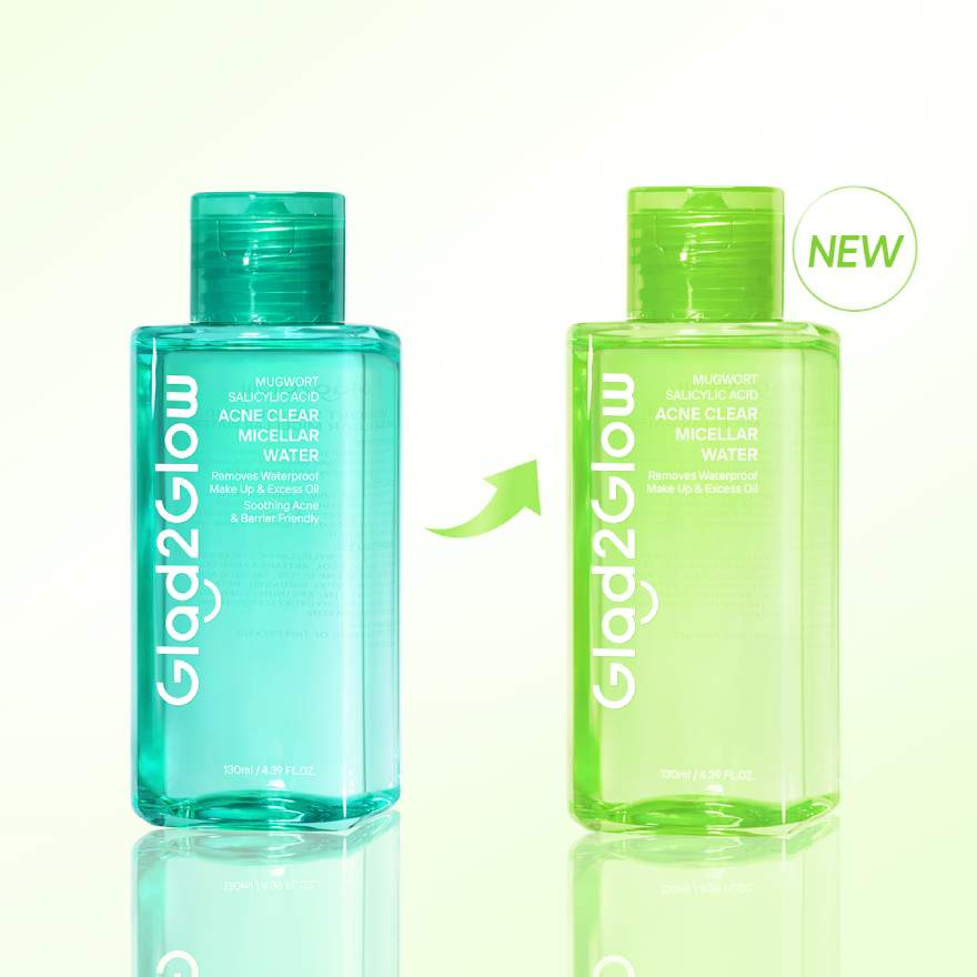 GLAD2GLOW MUGWORT SALICYLIC ACID ACNE CLEAR MICELLAR WATER 130ML