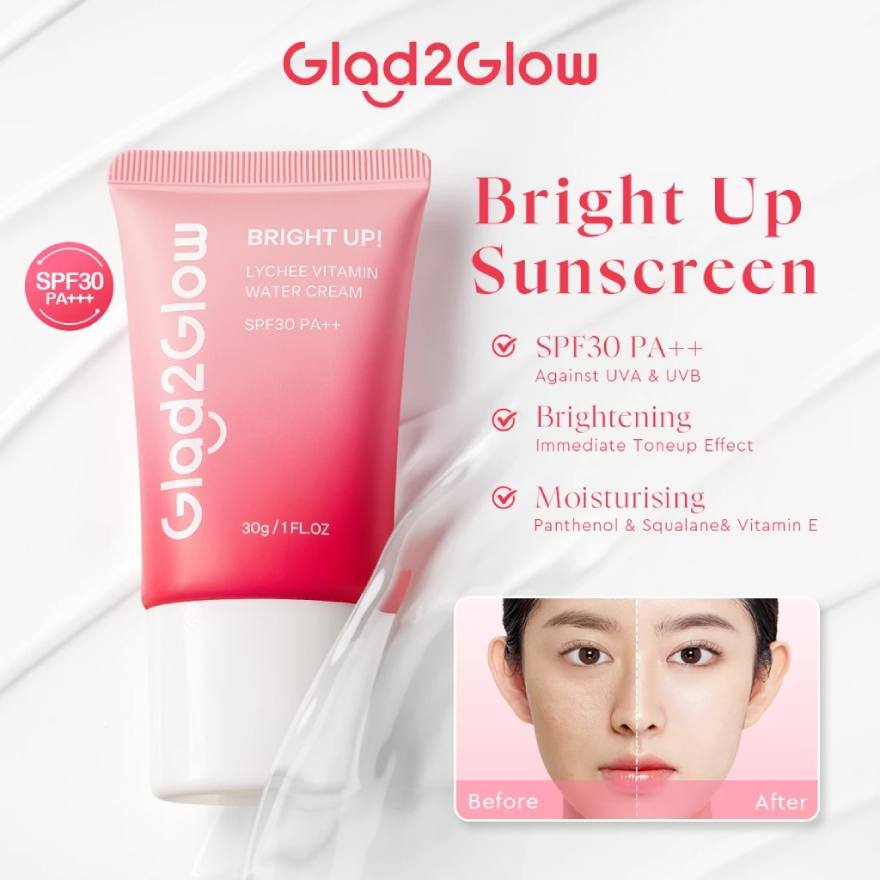 GLAD2GLOW BRIGHT UP LYCHEE VITAMIN WATER CREAM SPF30 PA++ 30G