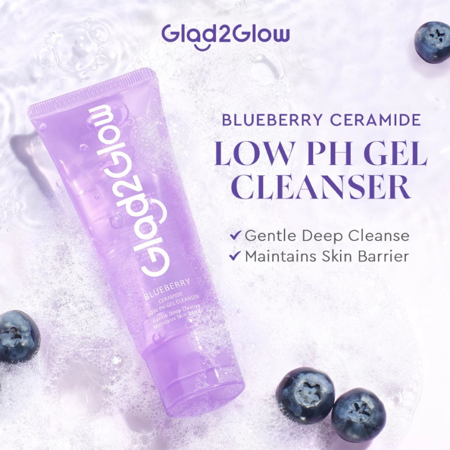 GLAD2GLOW BLUEBERRY CERAMIDE LOW PH GEL CLEANSER 70ML