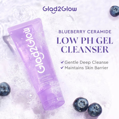 GLAD2GLOW BLUEBERRY CERAMIDE LOW PH GEL CLEANSER 70ML