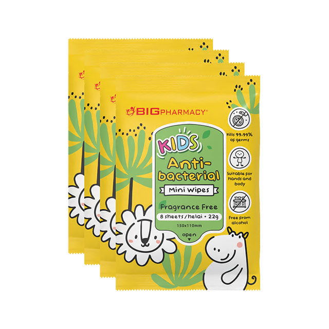 BIG KIDS ANTIBACTERIAL MINI WIPES FRAGRANCE FREE 8SX4