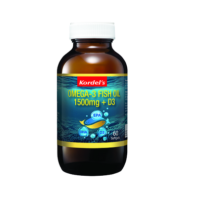 KORDELS OMEGA-3 FISH OIL 1500MG+VIT D3 60SX2