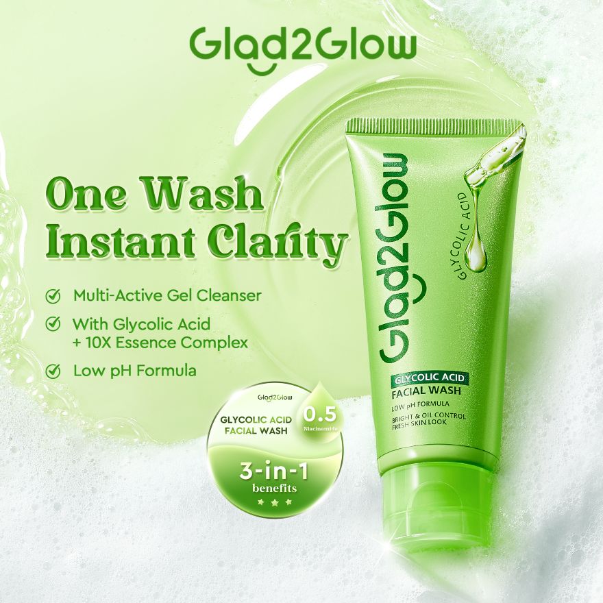 GLAD2GLOW GLYCOLIC ACID FACIAL WASH 70G