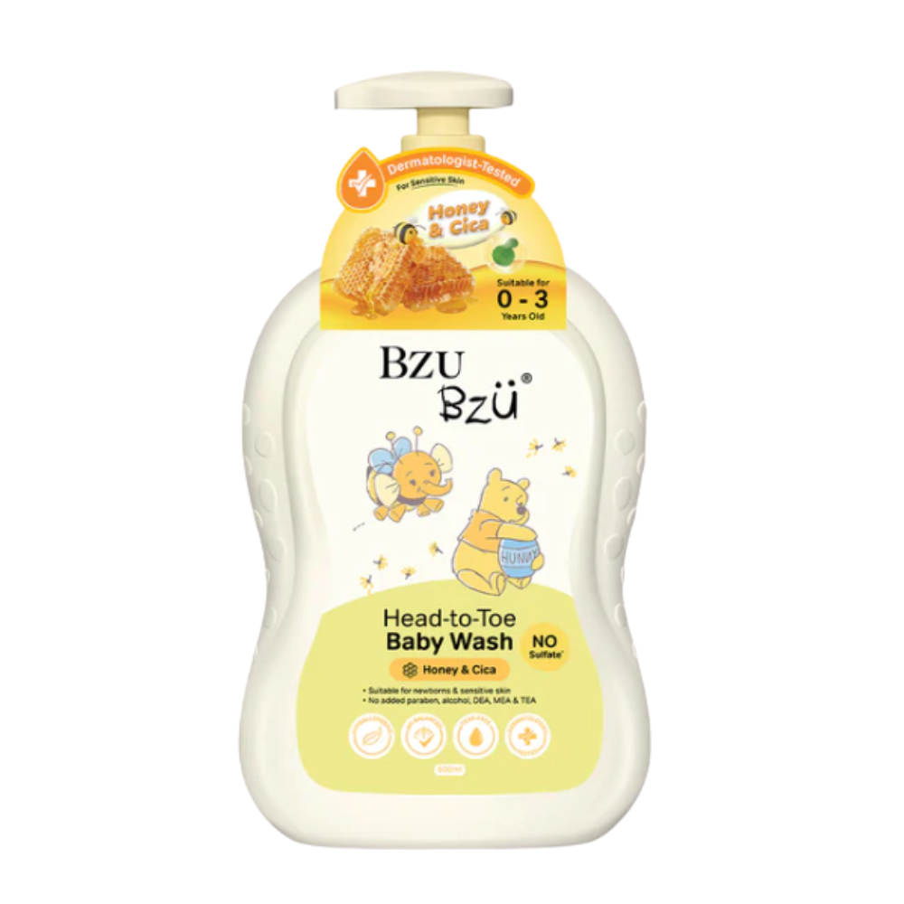 BZU BZU HEAD-TO-TOE BABY WASH HONEY & CICA 600ML