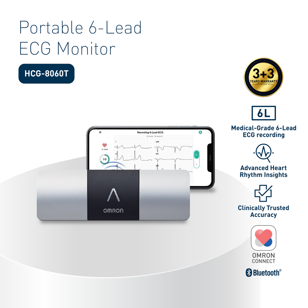 OMRON 6-LEAD PORTABLE ECG MONITOR HCG-8060T
